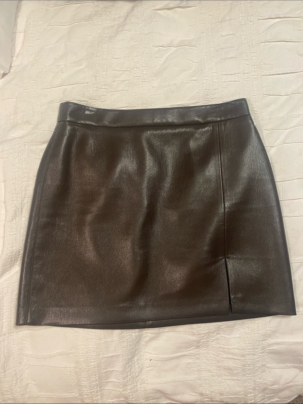 Wilfred rich mocha brown Faux Leather Mini Skirt with Front Slit